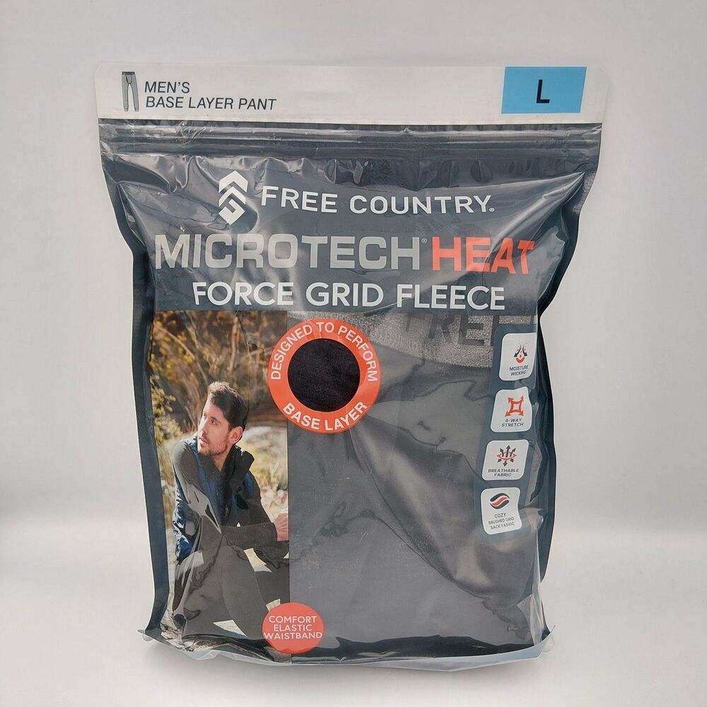 Free Country Microtech Heat Force Grid Fleece Men’s Base Layer PANT LARGE bottom